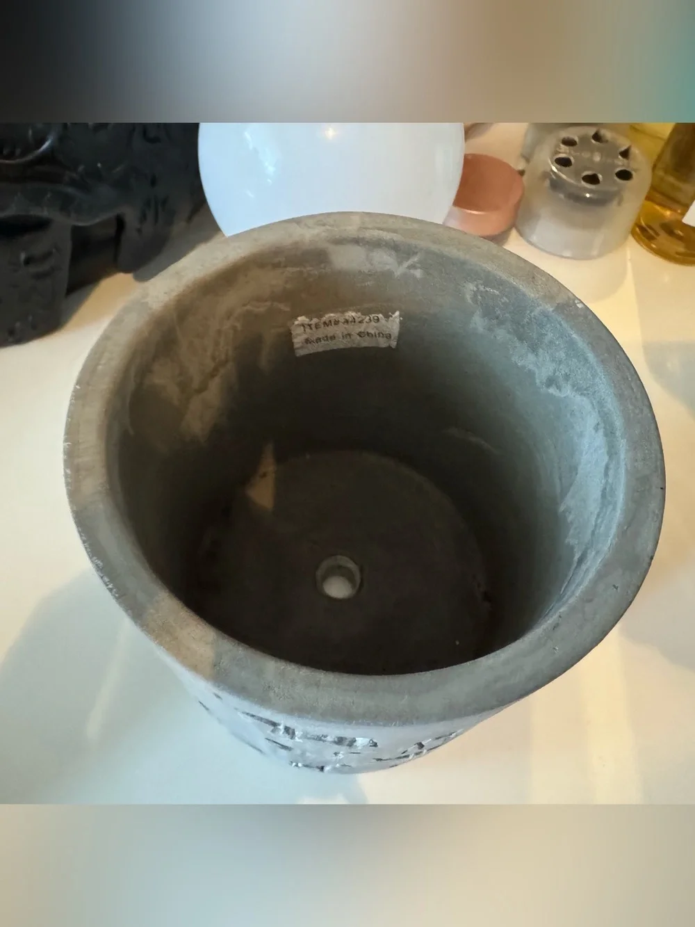 Gray Cement Safari Animal Planter Pot 4” Embossed Elephant Giraffe